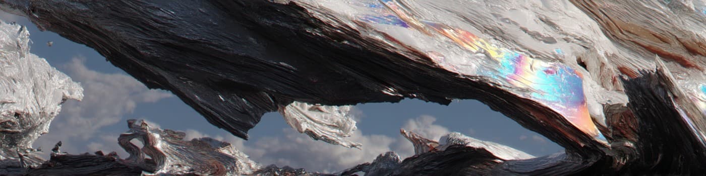 Iridescent obsidian terrain